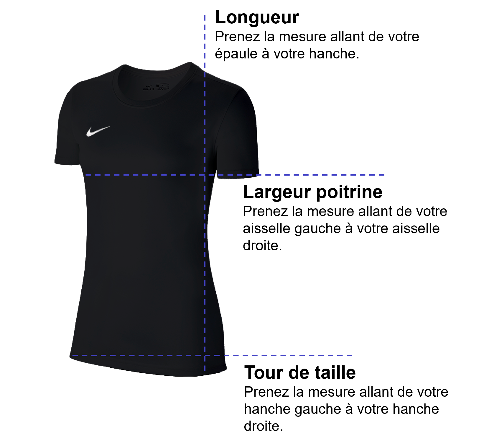 Tableau des mensurations du produit