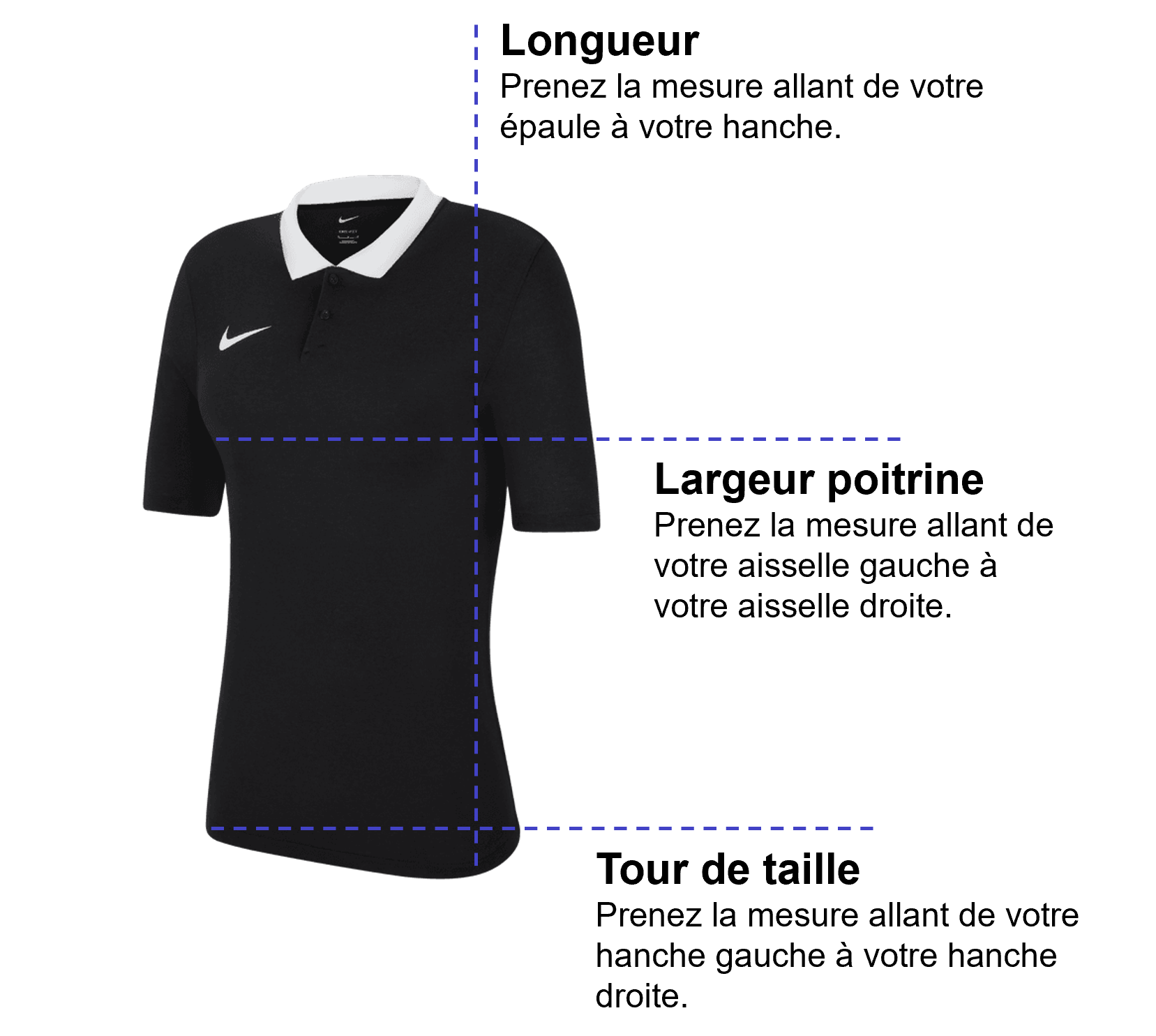 Tableau des mensurations du produit