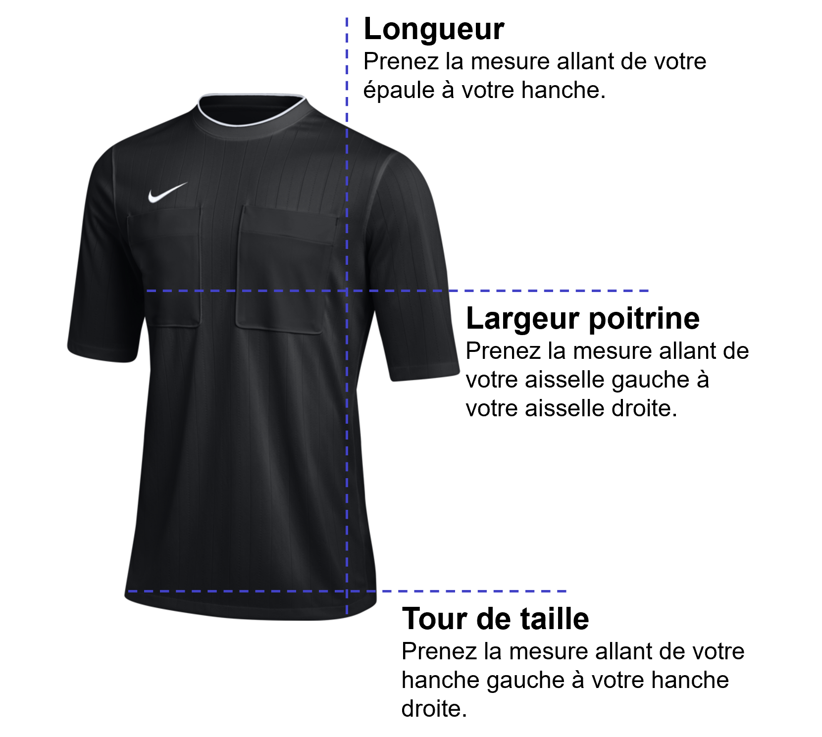 Tableau des mensurations du produit