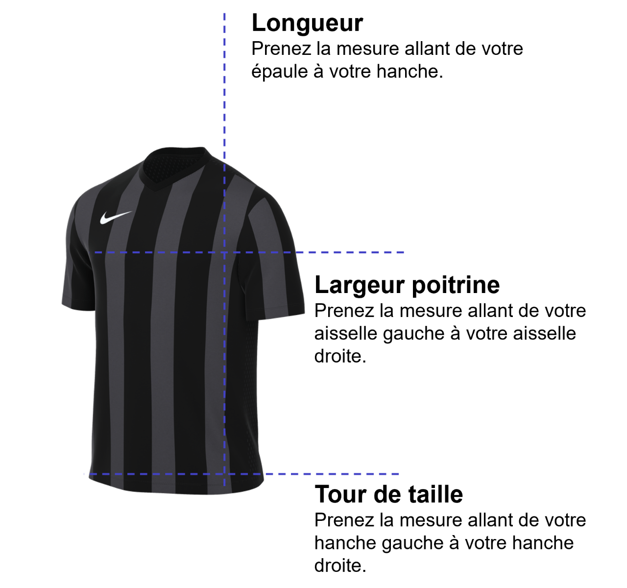 Tableau des mensurations du produit