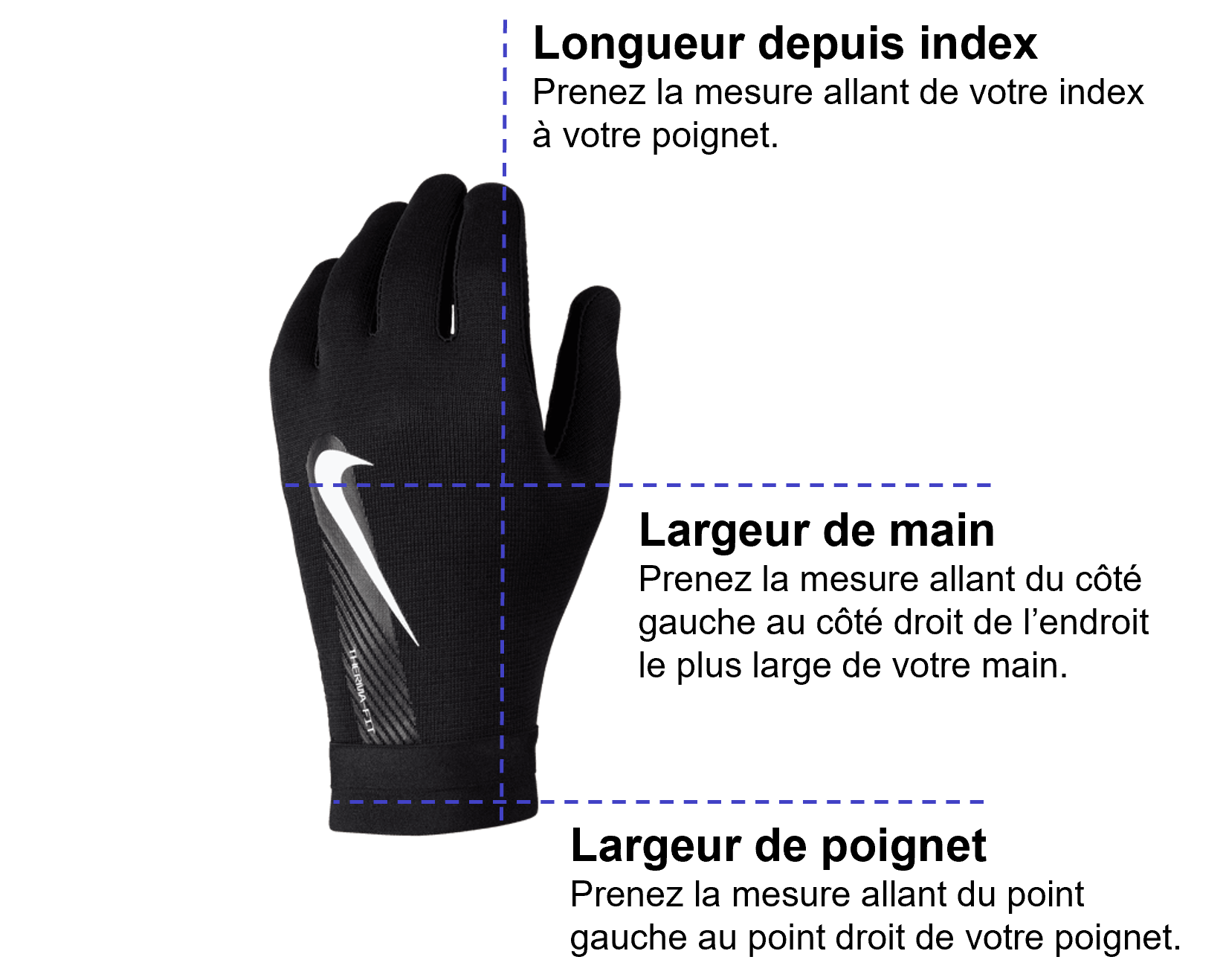 Tableau des mensurations du produit