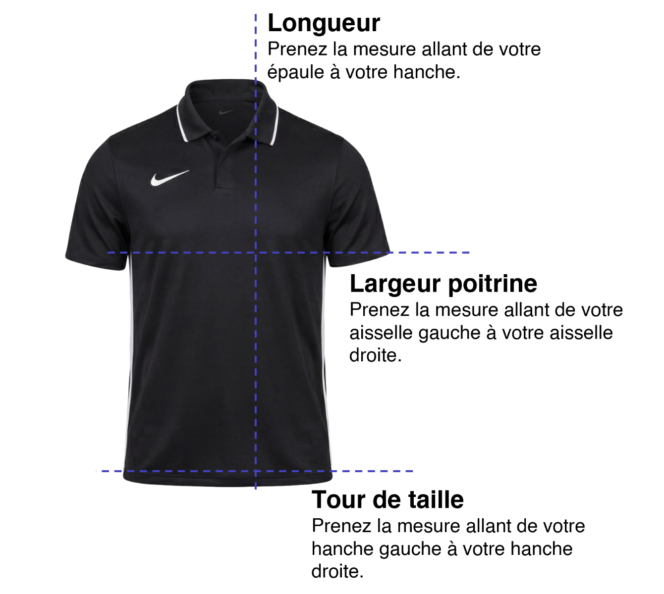 Tableau des mensurations du produit